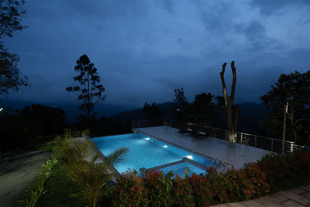 infinity pool at Zeezmount, a top pool resort in Munnar