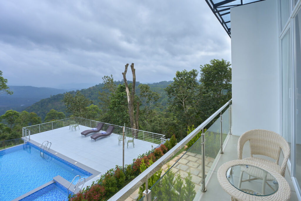 infinity pool at Zeezmount, a top pool resort in Munnar
